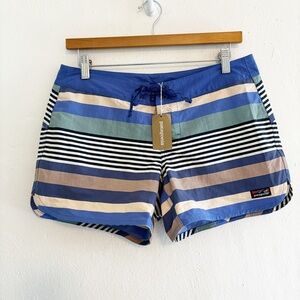 Patagonia Wavefarer 5” Striped Board Shorts Fitz Stripe Float Blue Size 6 NWT